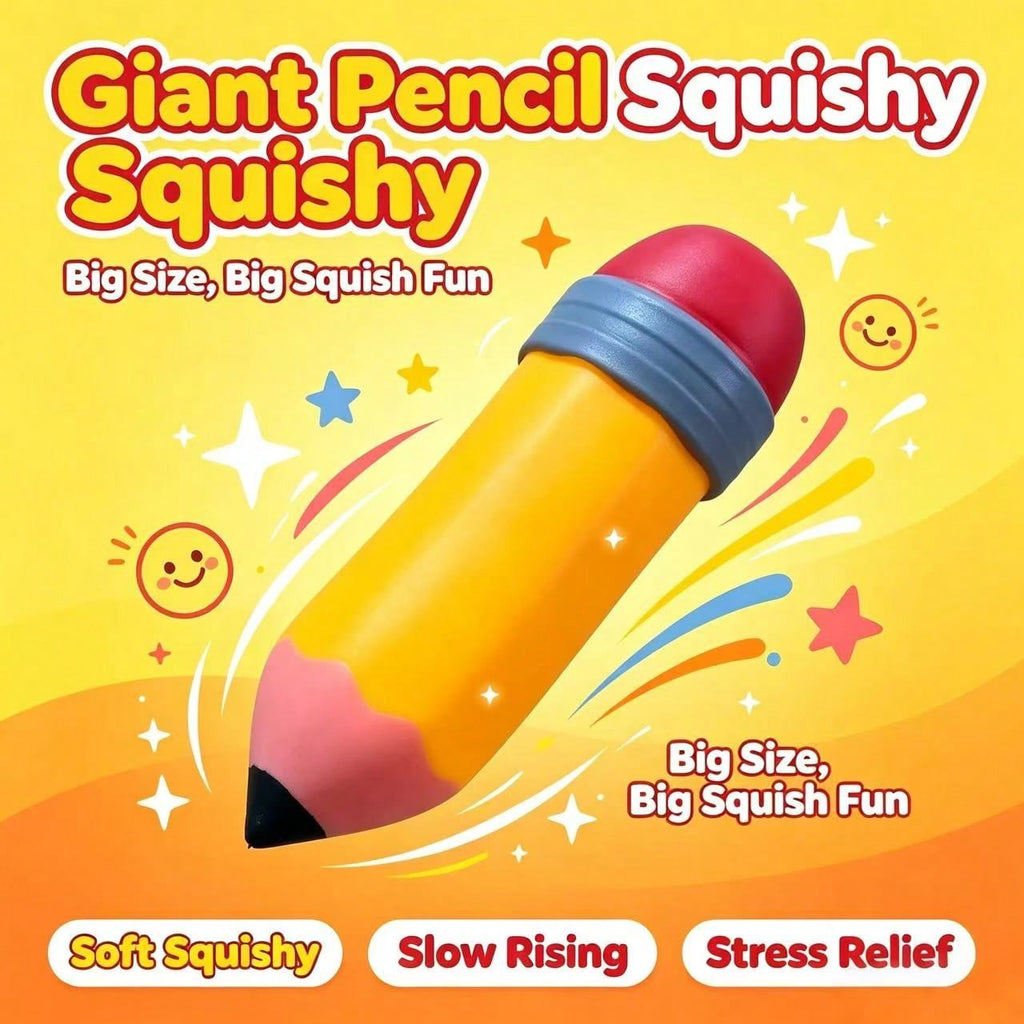 Pencil Squeeze Toy, Oversized Realistic Slow Rebound Squishy Fidget for Students and Office Workers, Soft Desktop Stress Relief and Funny Holiday Gift