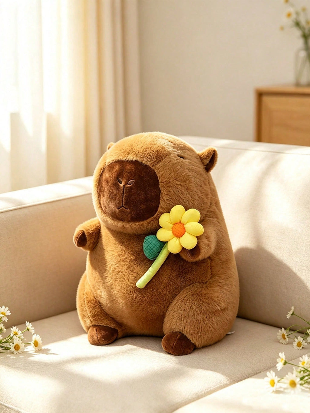 Capybara Stuffed Animal Plush Doll in Flower and Bunny Milk Tea Styles, Soft Animal Gift for Birthdays, Christmas and Bedroom Decor