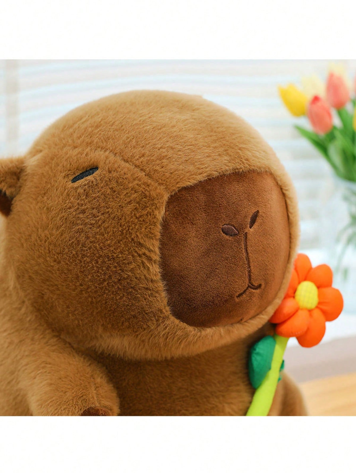 Capybara Stuffed Animal Plush Doll in Flower and Bunny Milk Tea Styles, Soft Animal Gift for Birthdays, Christmas and Bedroom Decor