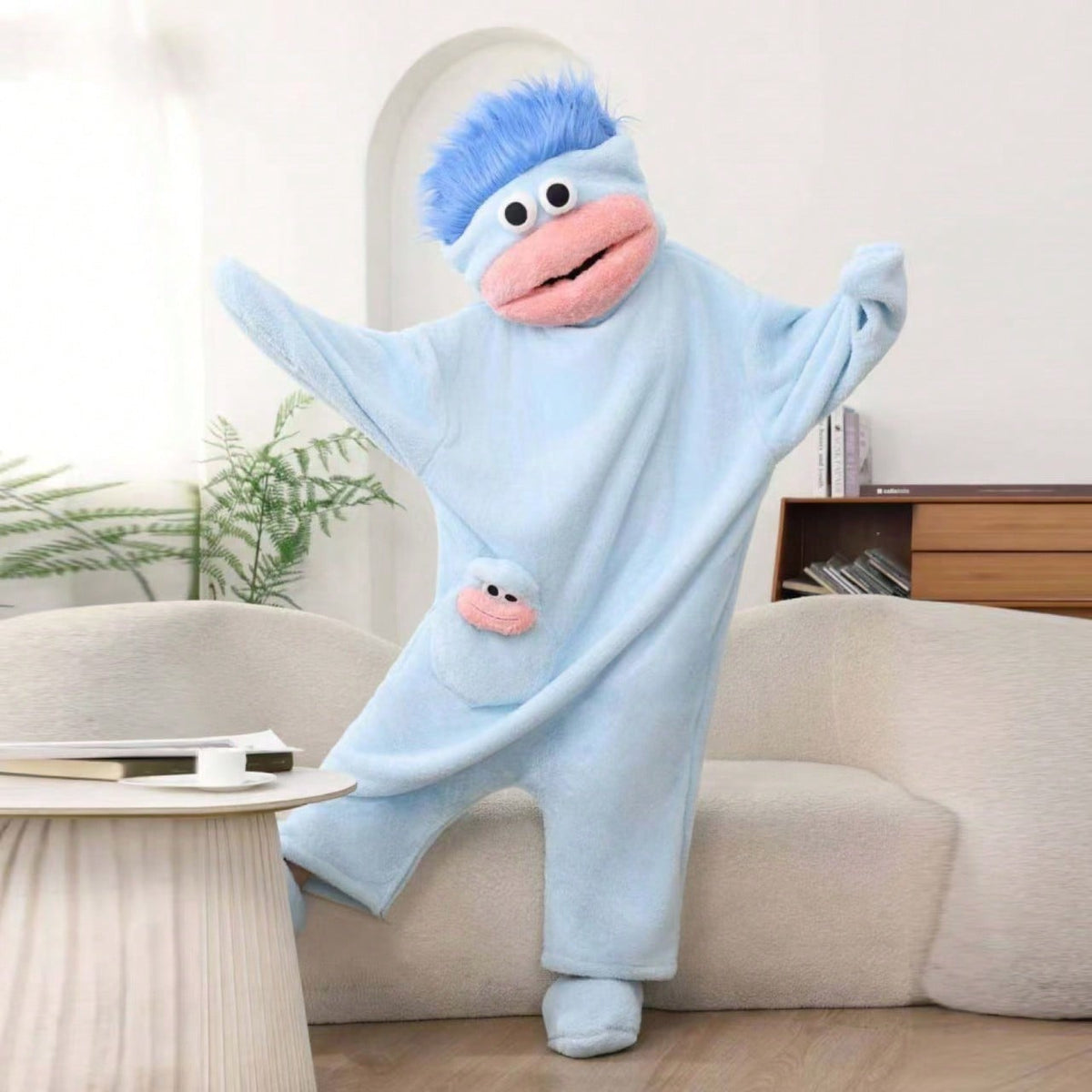 Monster Onesie for Adults and Kids, Cartoon Big Mouth Coral Fleece One Piece Pajamas in Green Purple Orange, Unisex Halloween Costume, Couples Loungewear and Christmas Gift