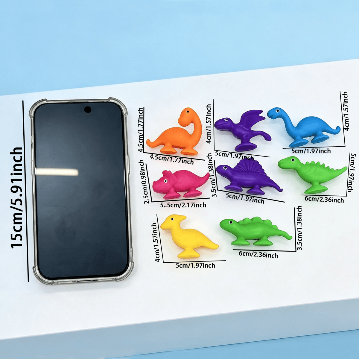 Dinosaur Suction Cup Toys for Kids, Soft Rubber Window Play Set in 8, 16, 20, 32 or 40 Pieces for Hands-On Activities, Travel and Holiday Gifts