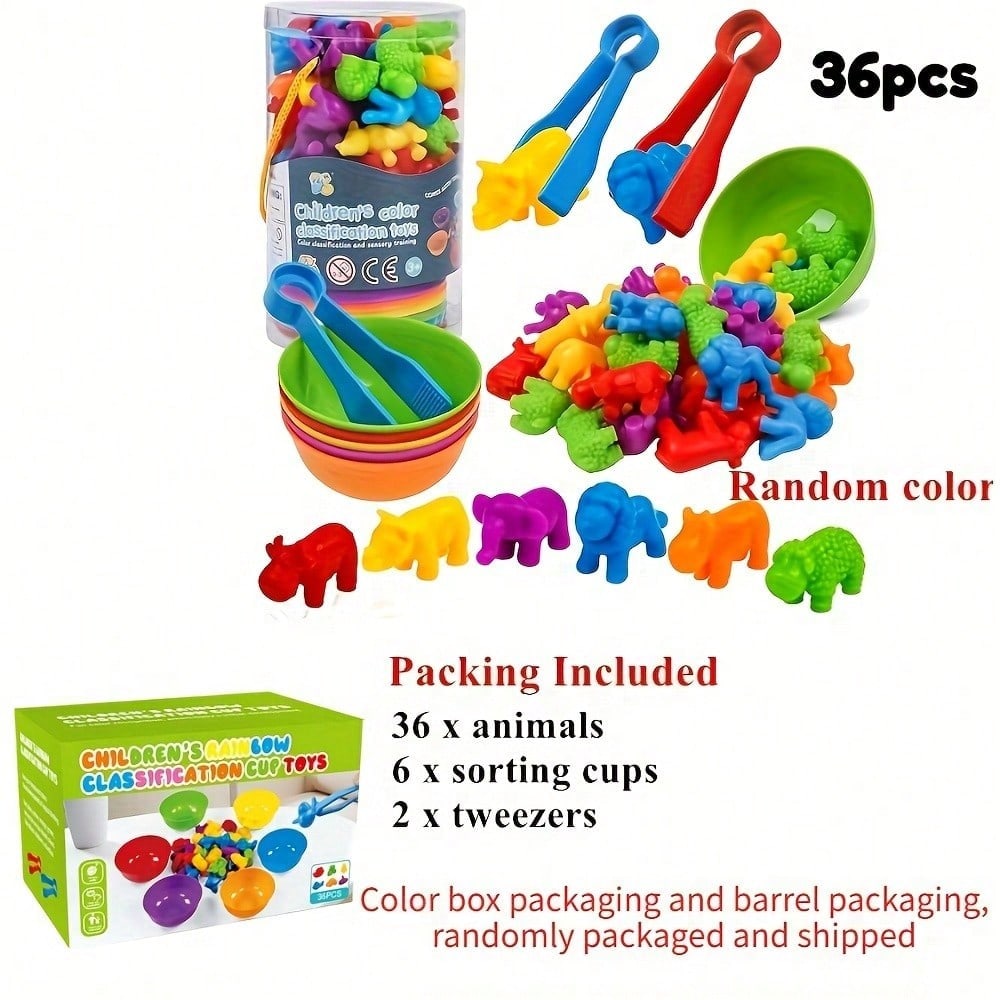 Animal Counting and Sorting Toy Set with Bowls for Kids Ages 3+, Montessori-Inspired Color Matching and Preschool Math Activity Gift
