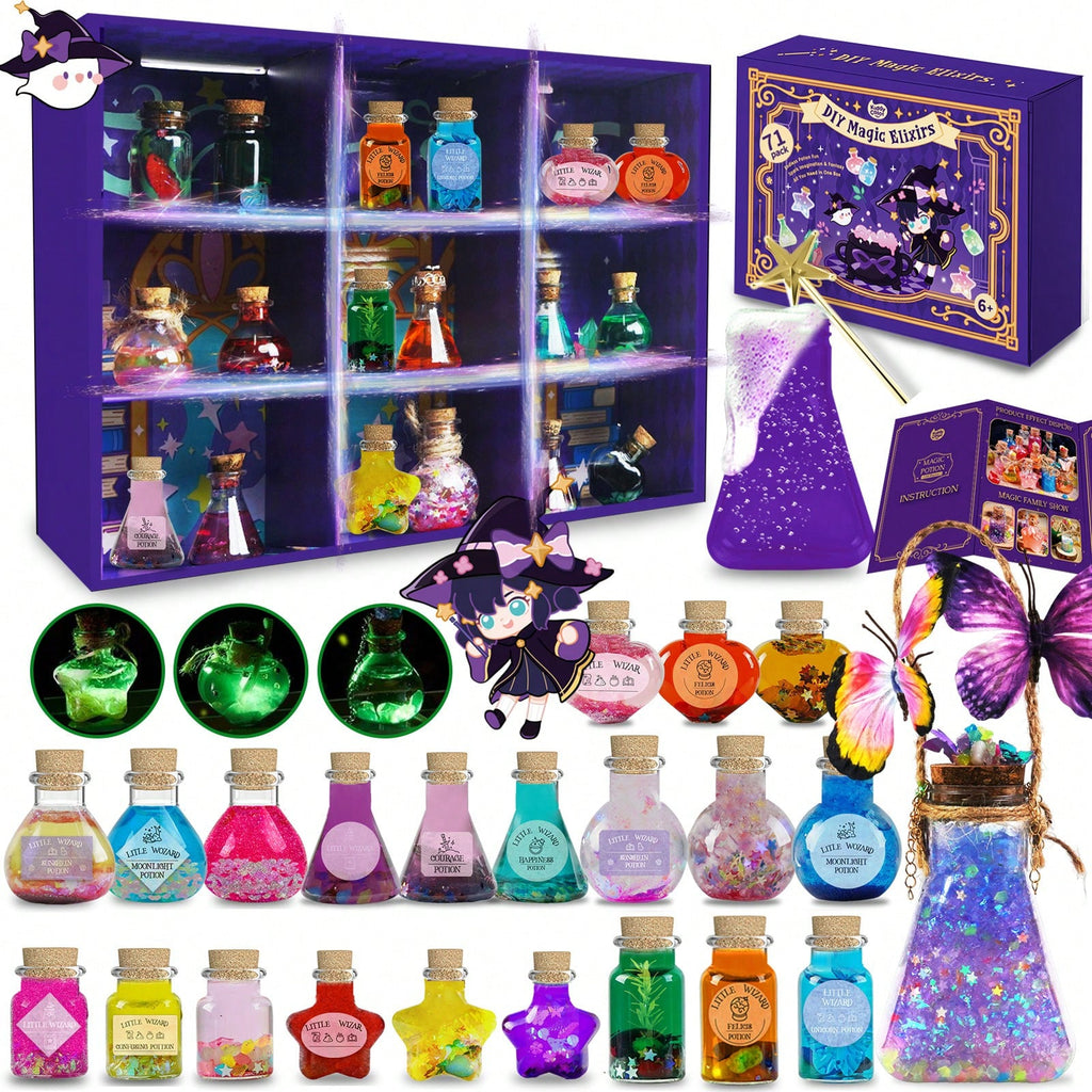 Magic Potion Kit for Kids, DIY Fairy Tale Potion Making Craft Set in 36 or 71 Piece Packs, Halloween Party Activity & Imaginative Play Toy Gift for Boys Girls Ages 6+