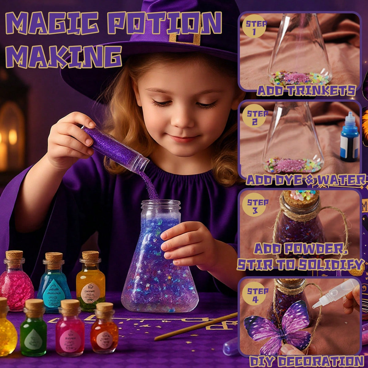 Magic Potion Kit for Kids, DIY Fairy Tale Potion Making Craft Set in 36 or 71 Piece Packs, Halloween Party Activity & Imaginative Play Toy Gift for Boys Girls Ages 6+