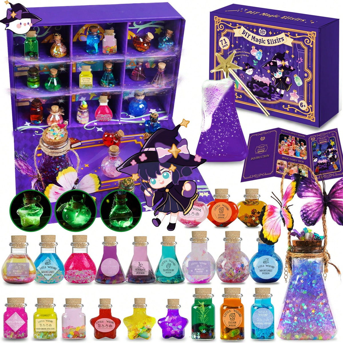 Magic Potion Kit for Kids, DIY Fairy Tale Potion Making Craft Set in 36 or 71 Piece Packs, Halloween Party Activity & Imaginative Play Toy Gift for Boys Girls Ages 6+