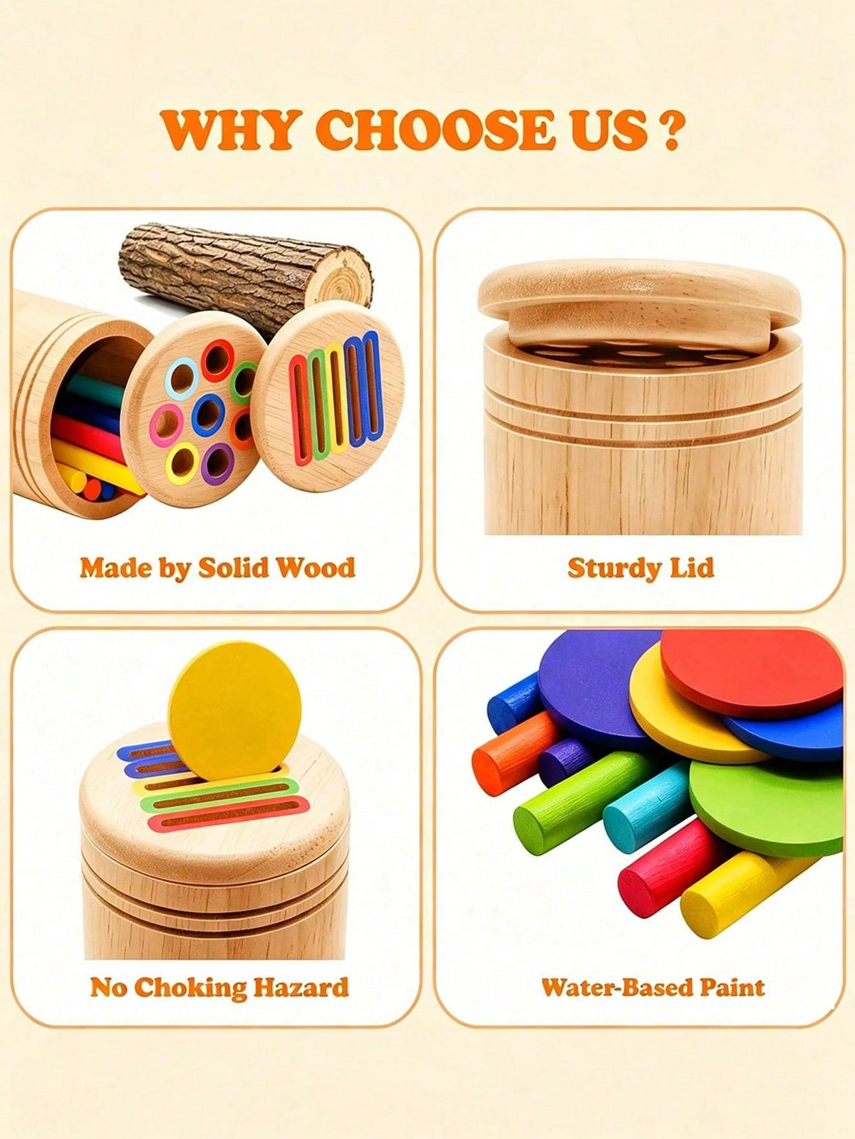 Color Sorting Cups for Kids Over 3, Wooden Montessori-Inspired Matching and Counting Toy with Fine Motor Activities and Multiple Set Options