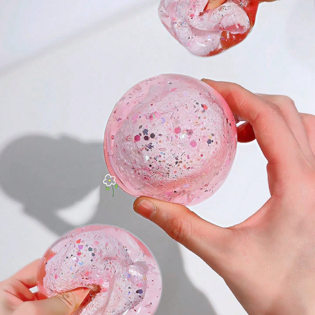 Glitter Snowball Sensory Ball, Soft Cloud-Touch Crunchy ASMR Squeeze Fidget Toy for Tactile Desk Breaks, Birthday and Christmas Gifts, 1 Piece
