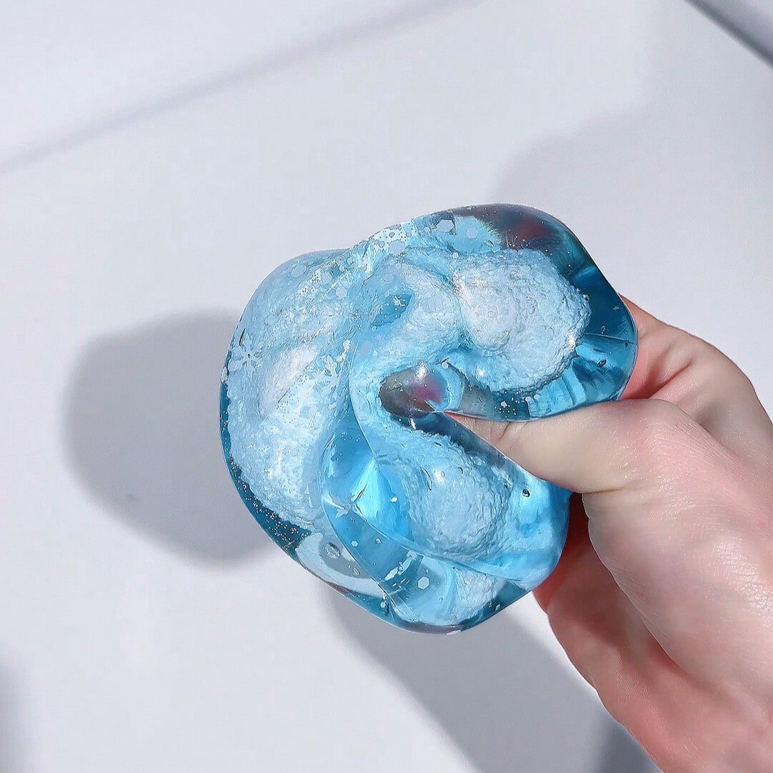 Glitter Snowball Sensory Ball, Soft Cloud-Touch Crunchy ASMR Squeeze Fidget Toy for Tactile Desk Breaks, Birthday and Christmas Gifts, 1 Piece