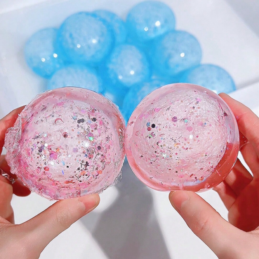Glitter Snowball Sensory Ball, Soft Cloud-Touch Crunchy ASMR Squeeze Fidget Toy for Tactile Desk Breaks, Birthday and Christmas Gifts, 1 Piece