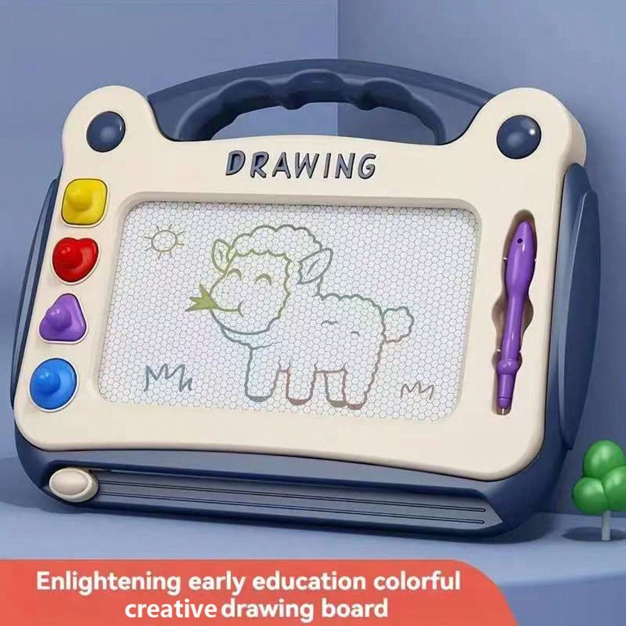 Preschool Magnetic Drawing Board for Kids Ages 3+, Creative Sketching and Shape Practice Toy in Blue, Pink or Green, Birthday and Christmas Gift