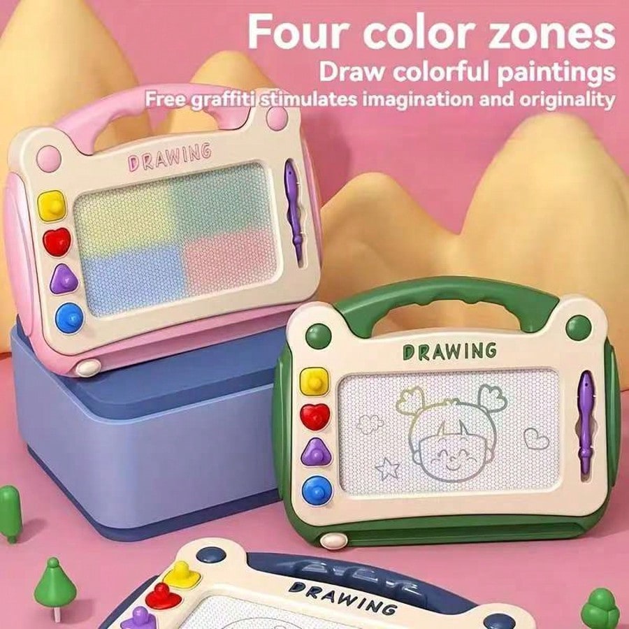 Preschool Magnetic Drawing Board for Kids Ages 3+, Creative Sketching and Shape Practice Toy in Blue, Pink or Green, Birthday and Christmas Gift