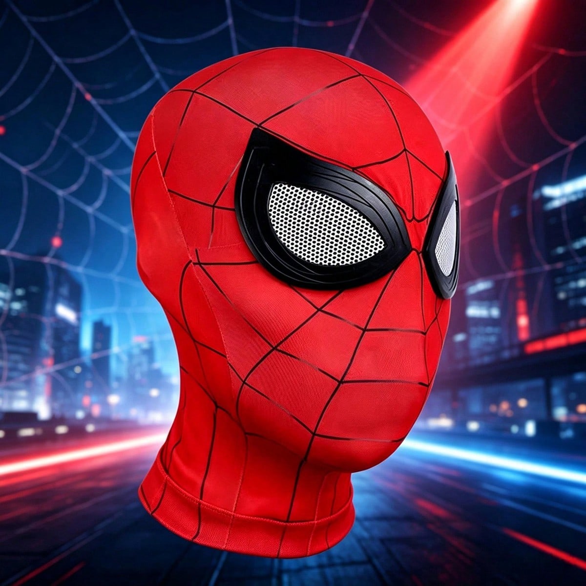 Spider Web Mask Full Face Superhero Costume Mask for Kids and Adults, Breathable Mesh Elastic Fabric Cosplay Headwear for Halloween Parties, Role Play and Themed Events