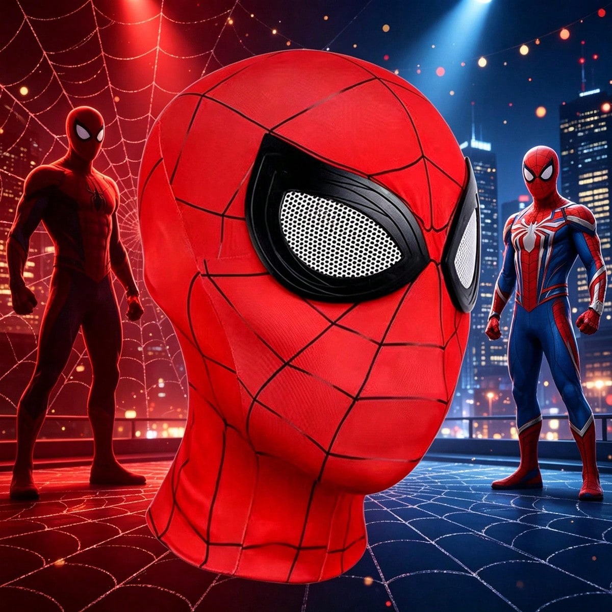 Spider Web Mask Full Face Superhero Costume Mask for Kids and Adults, Breathable Mesh Elastic Fabric Cosplay Headwear for Halloween Parties, Role Play and Themed Events