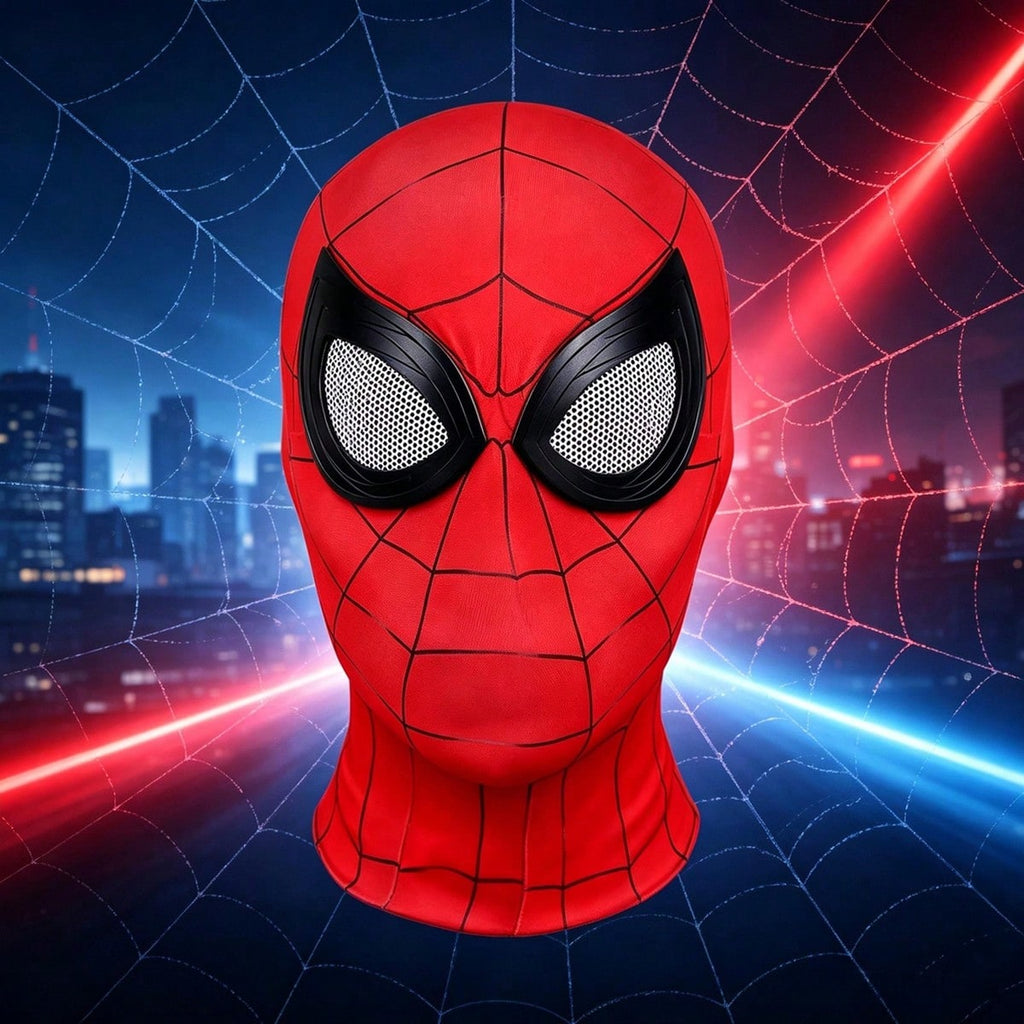 Spider Web Mask Full Face Superhero Costume Mask for Kids and Adults, Breathable Mesh Elastic Fabric Cosplay Headwear for Halloween Parties, Role Play and Themed Events