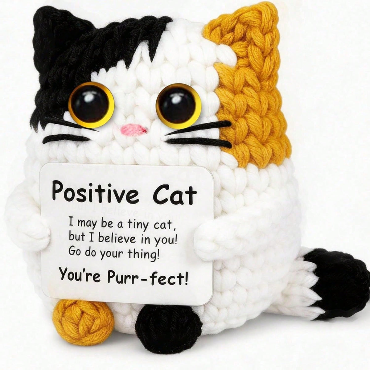 Crochet Cat Plush, Handmade Mini Kitty Decoration in Yellow or Black, Cute Cat Lover Gift for Mom, Birthdays and Anniversary Surprises