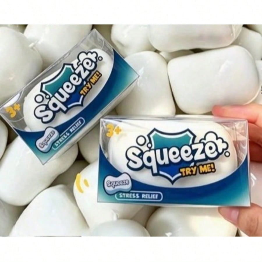 Soap Stress Ball with Crunchy ASMR Sound, Handmade White Sensory Squeeze Fidget Toy for Office Desk Breaks, Birthday and Christmas Gift, 1 Piece