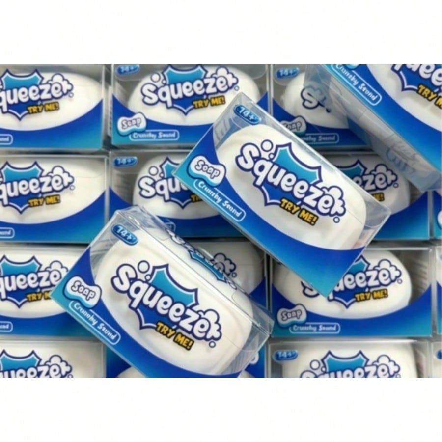 Soap Stress Ball with Crunchy ASMR Sound, Handmade White Sensory Squeeze Fidget Toy for Office Desk Breaks, Birthday and Christmas Gift, 1 Piece