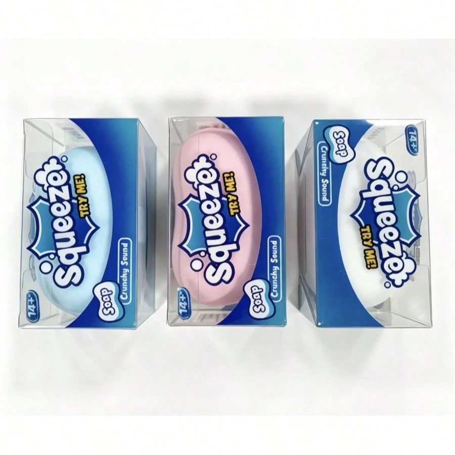 Soap Stress Ball with Crunchy ASMR Sound, Handmade White Sensory Squeeze Fidget Toy for Office Desk Breaks, Birthday and Christmas Gift, 1 Piece