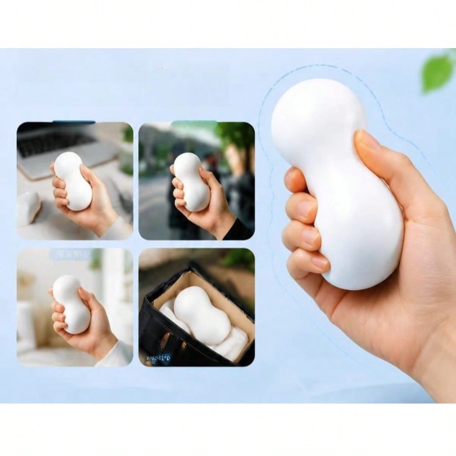 Soap Stress Ball with Crunchy ASMR Sound, Handmade White Sensory Squeeze Fidget Toy for Office Desk Breaks, Birthday and Christmas Gift, 1 Piece