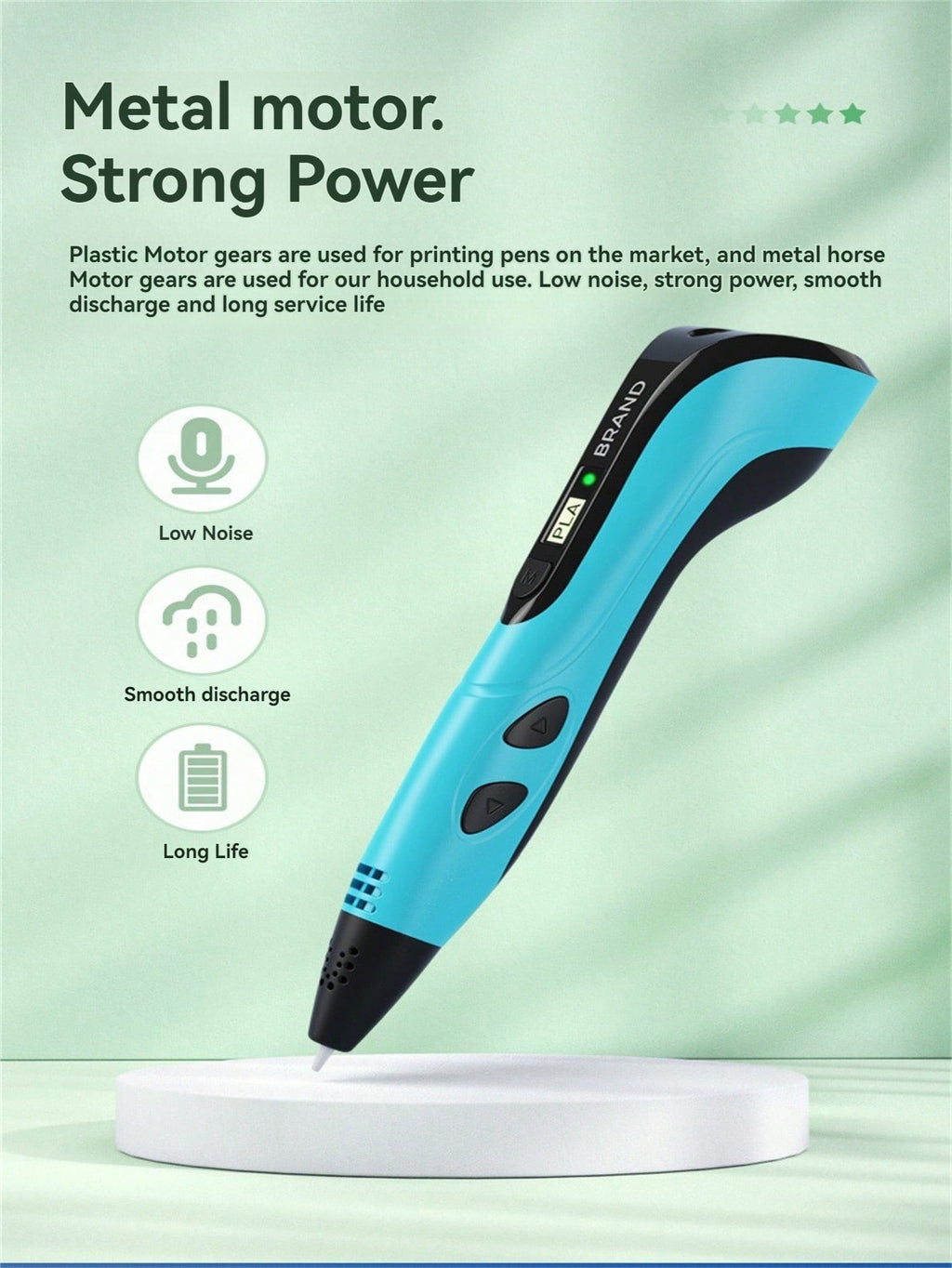 3D Printing Pen for Kids with 3 Adjustable Speeds, DIY Doodle Drawing Tool and Color Refill Options for Supervised Creative STEM Activities