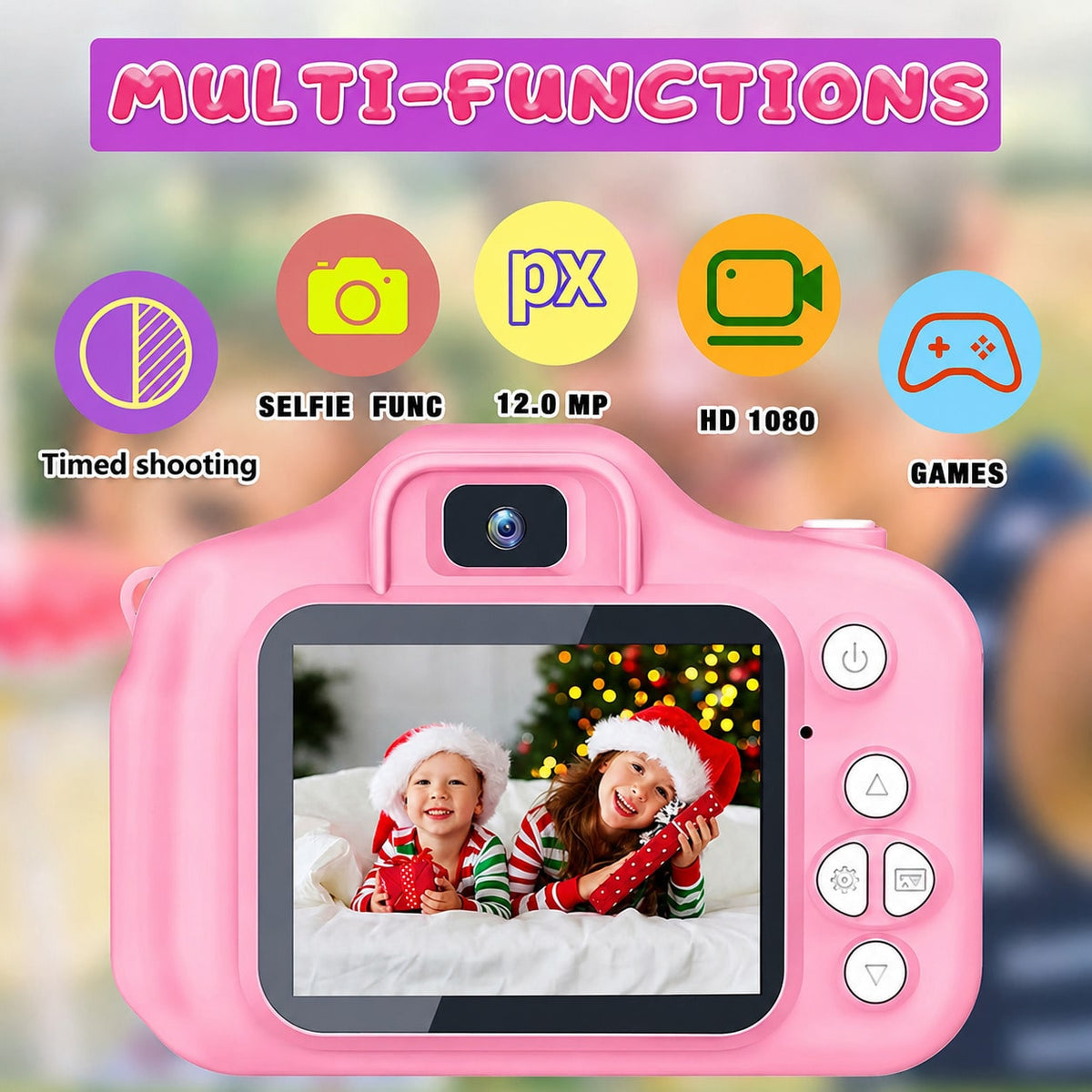 Kids Digital Selfie Camera with Video Recording and USB Charging, Children's Photography Camera in Blue or Pink for Birthday and Holiday Gifts