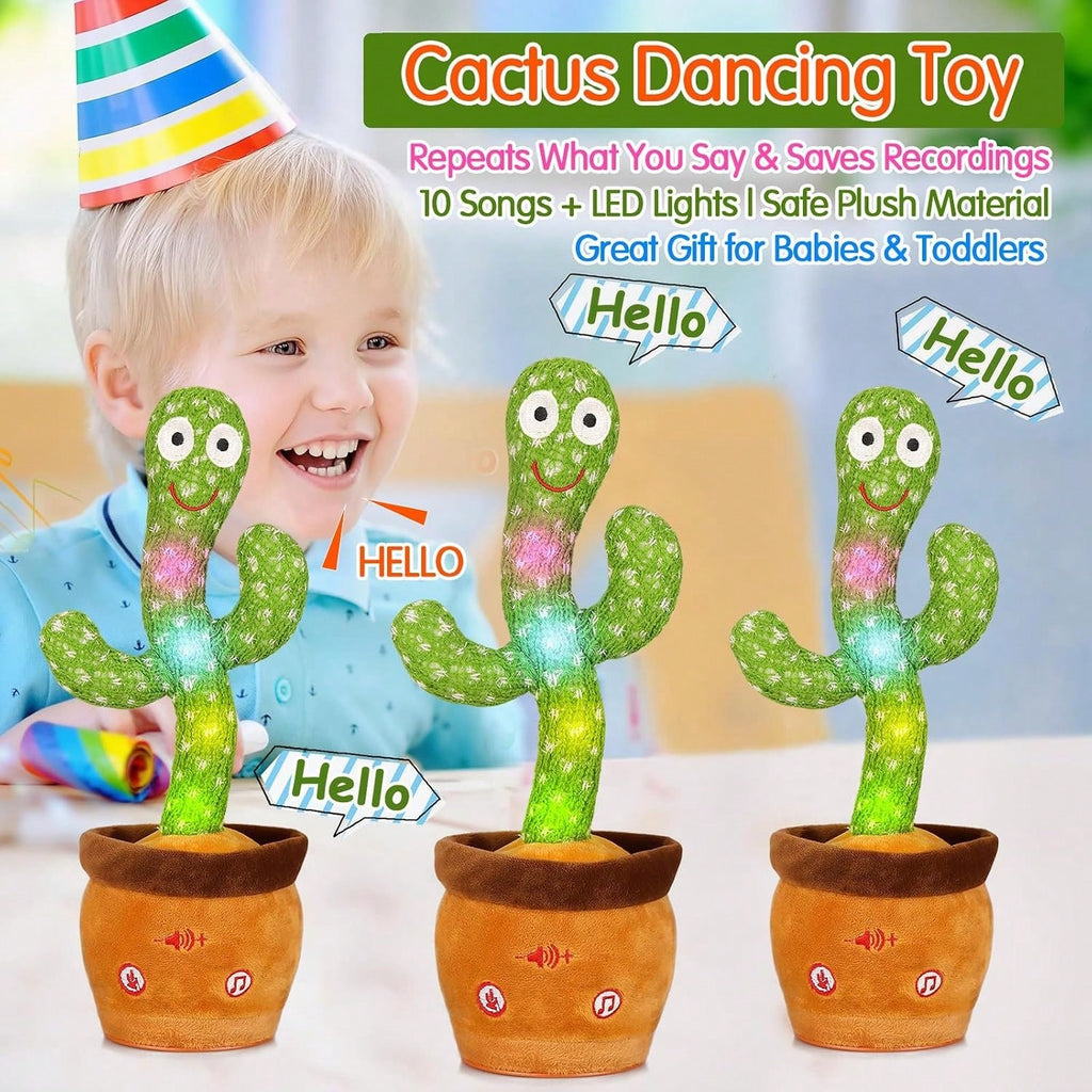 Talking Cactus Toy with Voice Repeat and Dancing Motion, Interactive Mimicking Playtime Companion for Family Fun and Birthday Gifts