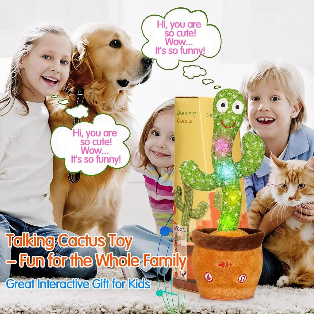 Talking Cactus Toy with Voice Repeat and Dancing Motion, Interactive Mimicking Playtime Companion for Family Fun and Birthday Gifts