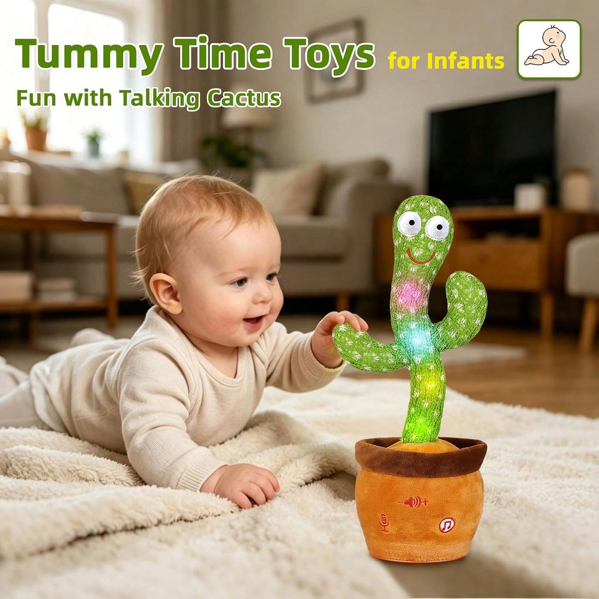 Talking Cactus Toy with Voice Repeat and Dancing Motion, Interactive Mimicking Playtime Companion for Family Fun and Birthday Gifts