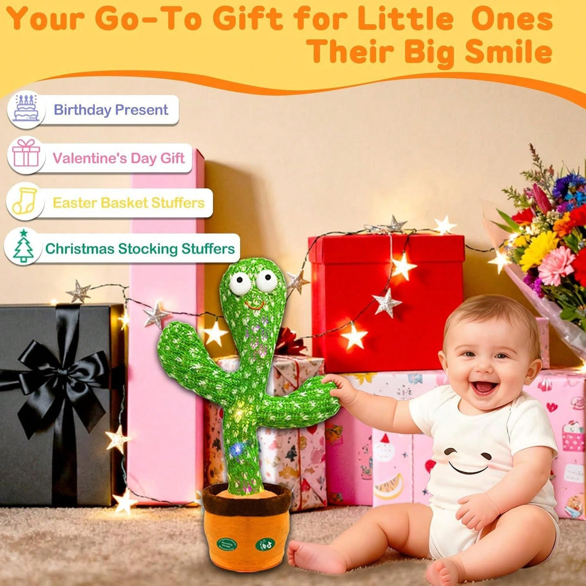 Dancing Talking Cactus Toy That Repeats What You Say, Interactive Voice Mimicking Gift for Birthday Fun, Halloween and Thanksgiving Gatherings