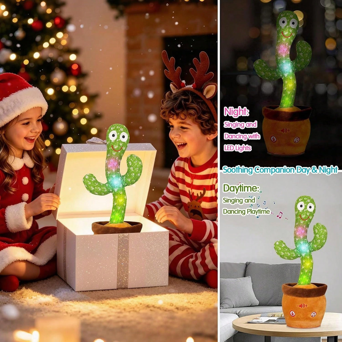 Talking Cactus Toy with Voice Repeat and Dancing Motion, Interactive Mimicking Playtime Companion for Family Fun and Birthday Gifts