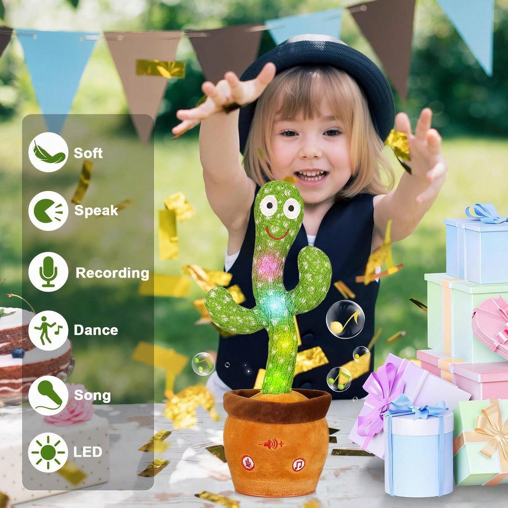 Talking Cactus Toy with Voice Repeat and Dancing Motion, Interactive Mimicking Playtime Companion for Family Fun and Birthday Gifts