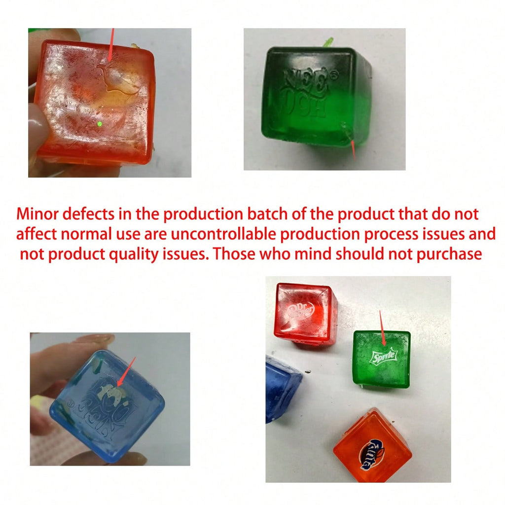 Soft Squishy Cube Fidget Toy, Transparent Multicolor TPR Jelly Block with Flexible Rebound for Tactile Play, Desktop Decor and Birthday Gifts, 1 Piece