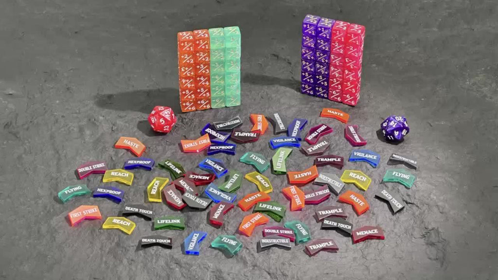 110pcs MTG Counter Dice Set Plus 1 Minus 1 Tokens D20 Keyword Counters 12mm 6-Sided Dice for Magic the Gathering TCG Card Game Accessories Gift