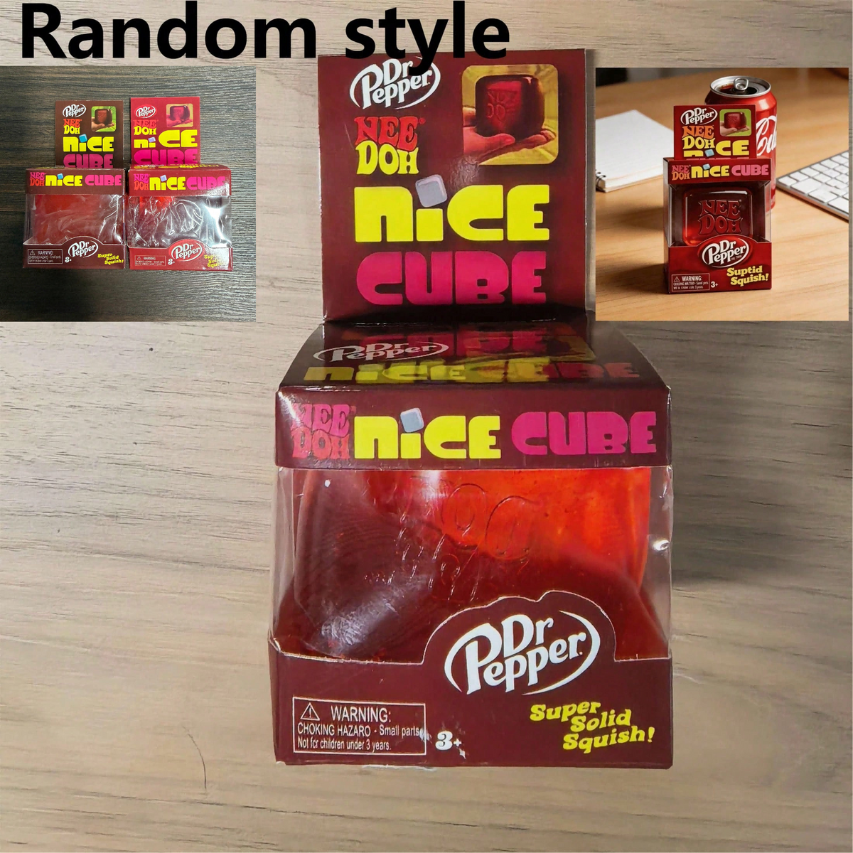 Red Ice Cube Squeeze Toy, Transparent Square Sensory Fidget with Gift Box, Novelty Desktop Ornament for Birthday and Holiday Gifts, 1 Random Style