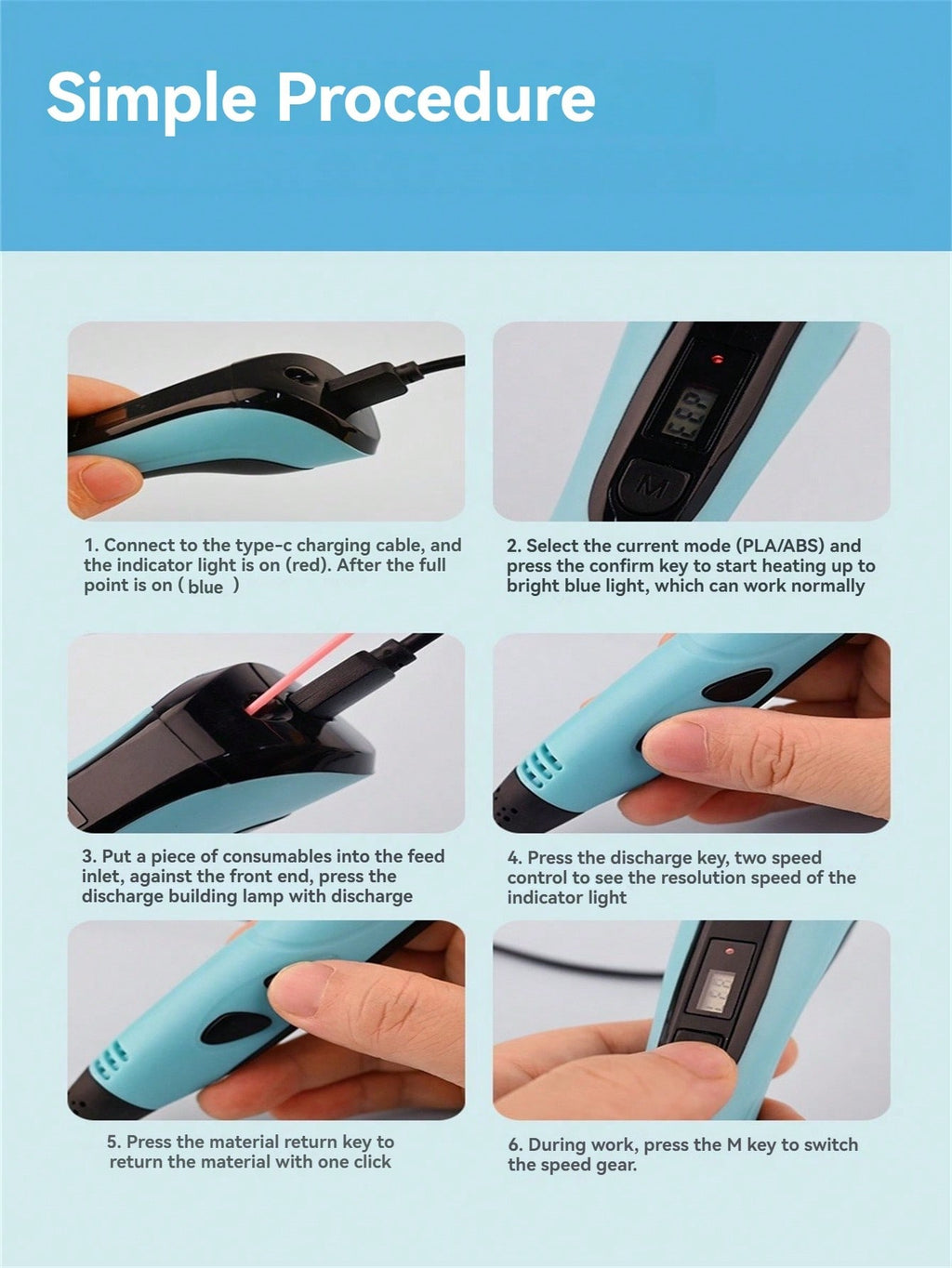 3D Printing Pen for Kids with 3 Adjustable Speeds, DIY Doodle Drawing Tool and Color Refill Options for Supervised Creative STEM Activities