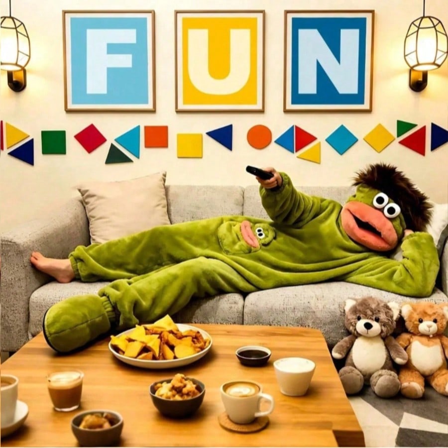 Monster Onesie for Adults and Kids, Cartoon Big Mouth Coral Fleece One Piece Pajamas in Green Purple Orange, Unisex Halloween Costume, Couples Loungewear and Christmas Gift