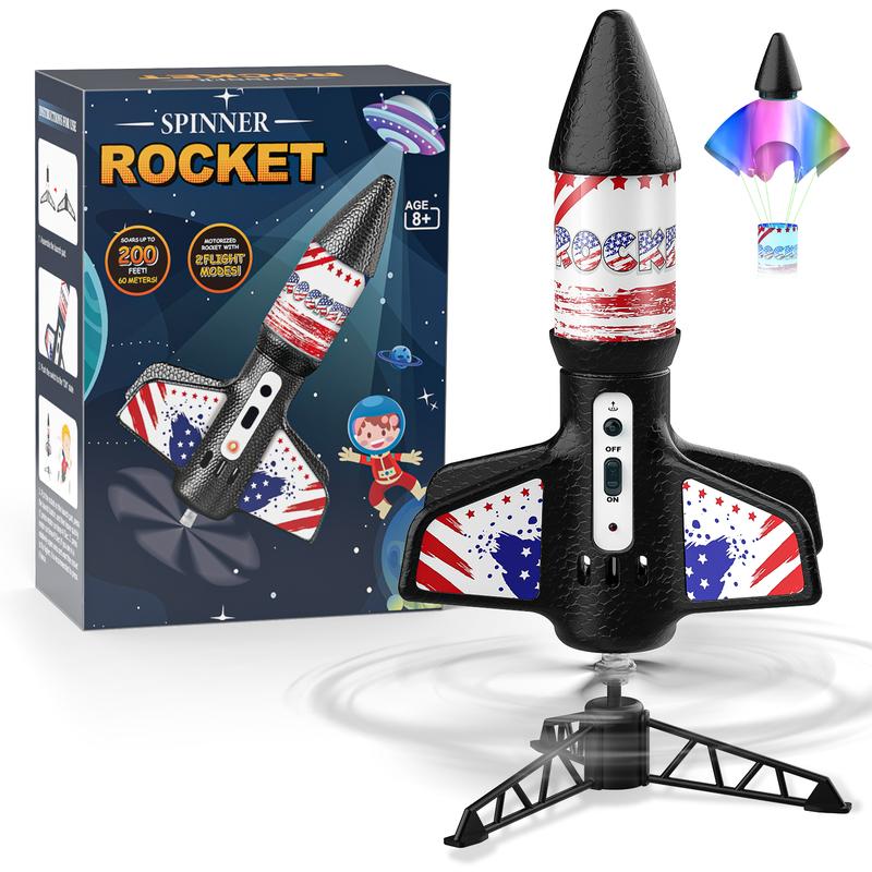 Motorized Rocket Toy with Parachute for Kids Ages 8–12, Aiencsai 2231A Self-Launching Flying Toy for Outdoor Adventures and Birthday Gifts