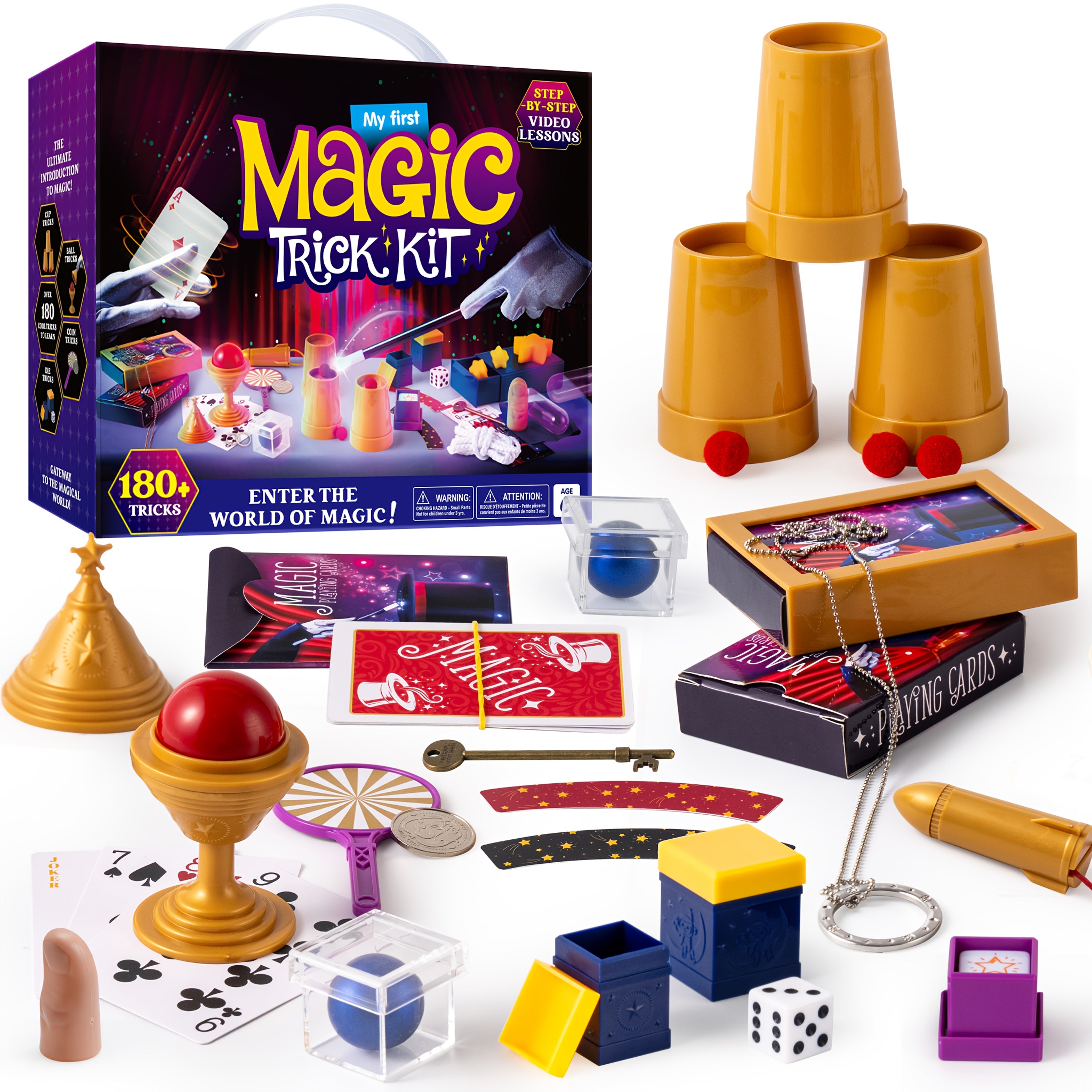 180+ Magic Tricks Kit for Kids – Beginner Magician Set with Video Lessons, Wand, Illusion Cards & Props – STEM Performance Toy – Birthday & Christmas Gift for Boys & Girls Ages 6+