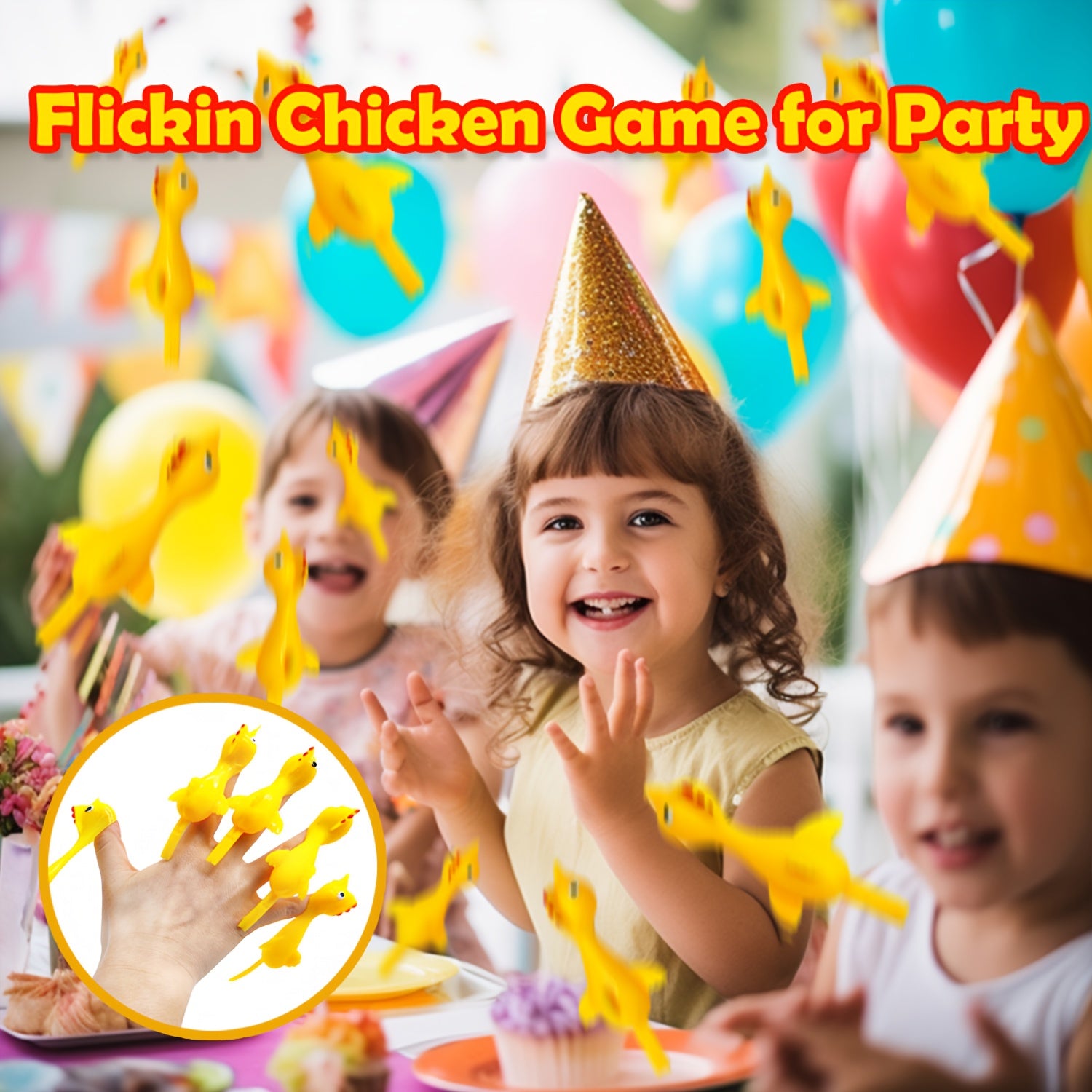 Slingshot Chicken Finger Toys 50 Pack Bulk - Mini Flying Rubber Chickens with Launcher for Kids Birthday Party Favors Pinata Fillers Classroom Prizes Stocking Stuffers
