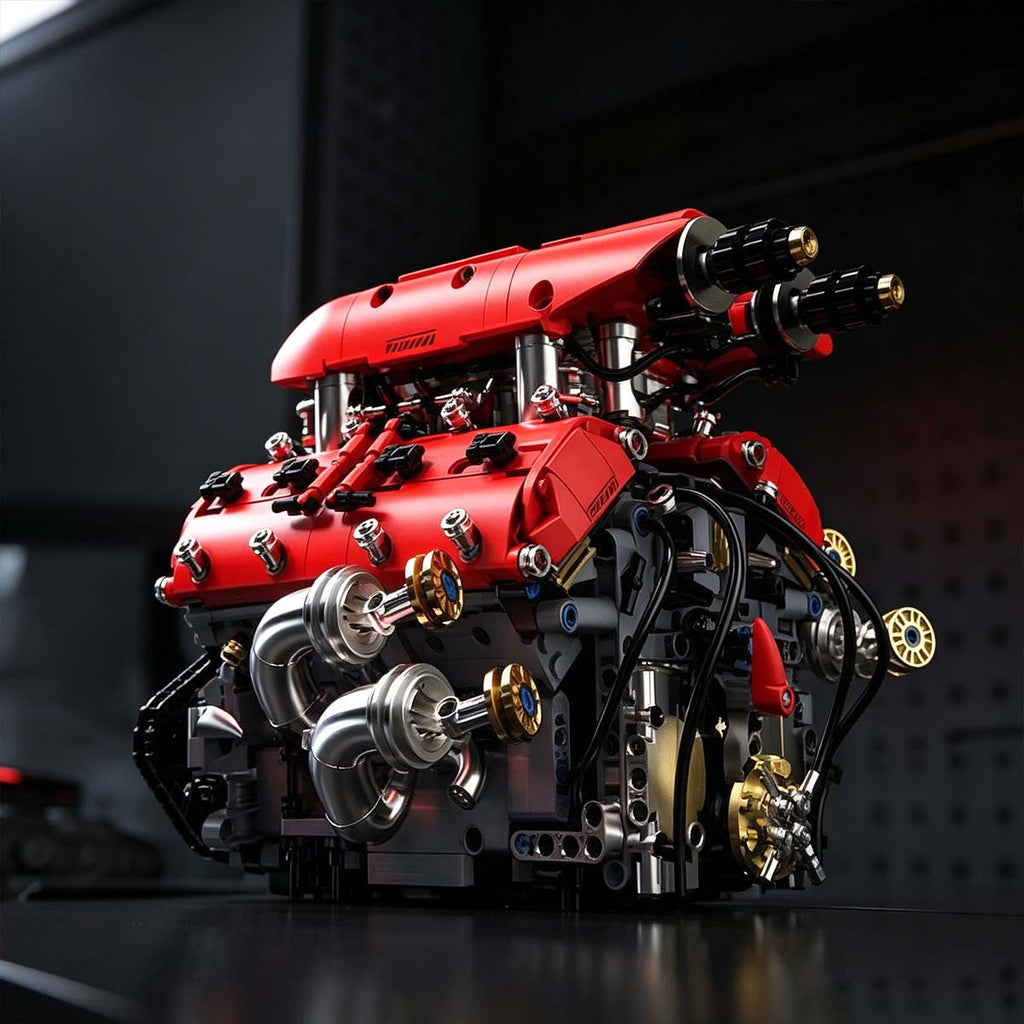 V8 Engine Building Blocks Set 1370pcs Functional Simulated Automobile Engine Model Dynamic Operable Mechanical Structure Adult Tech Assembly Kit