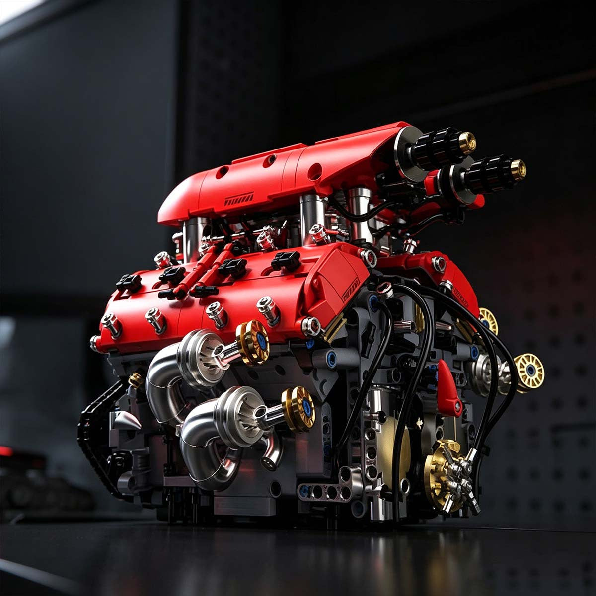 V8 Engine Building Blocks Set 1370pcs Functional Simulated Automobile Engine Model Dynamic Operable Mechanical Structure Adult Tech Assembly Kit