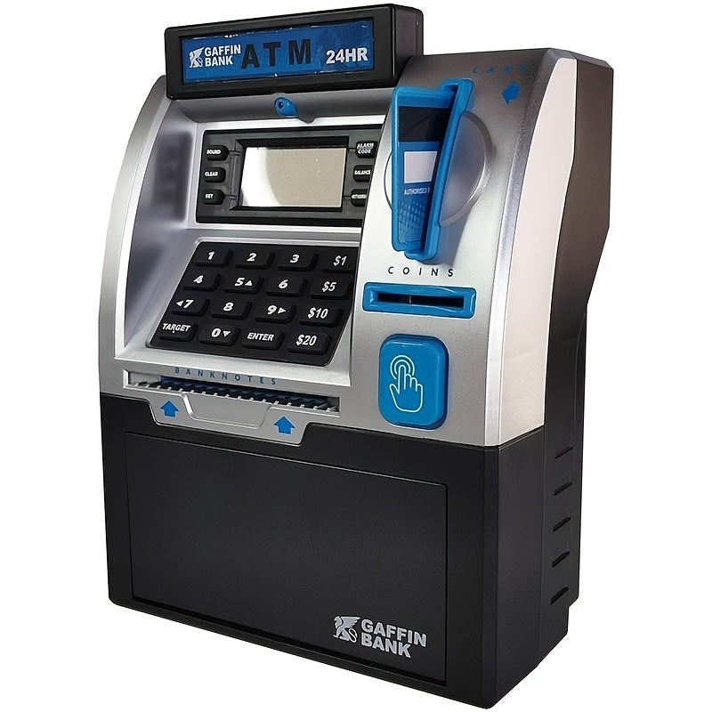 Electronic Money Bank with Debit Card Cash Scanning - ATM Savings Box Coin Bill Slot Balance Calculator Digital Password Safe Kids Gift