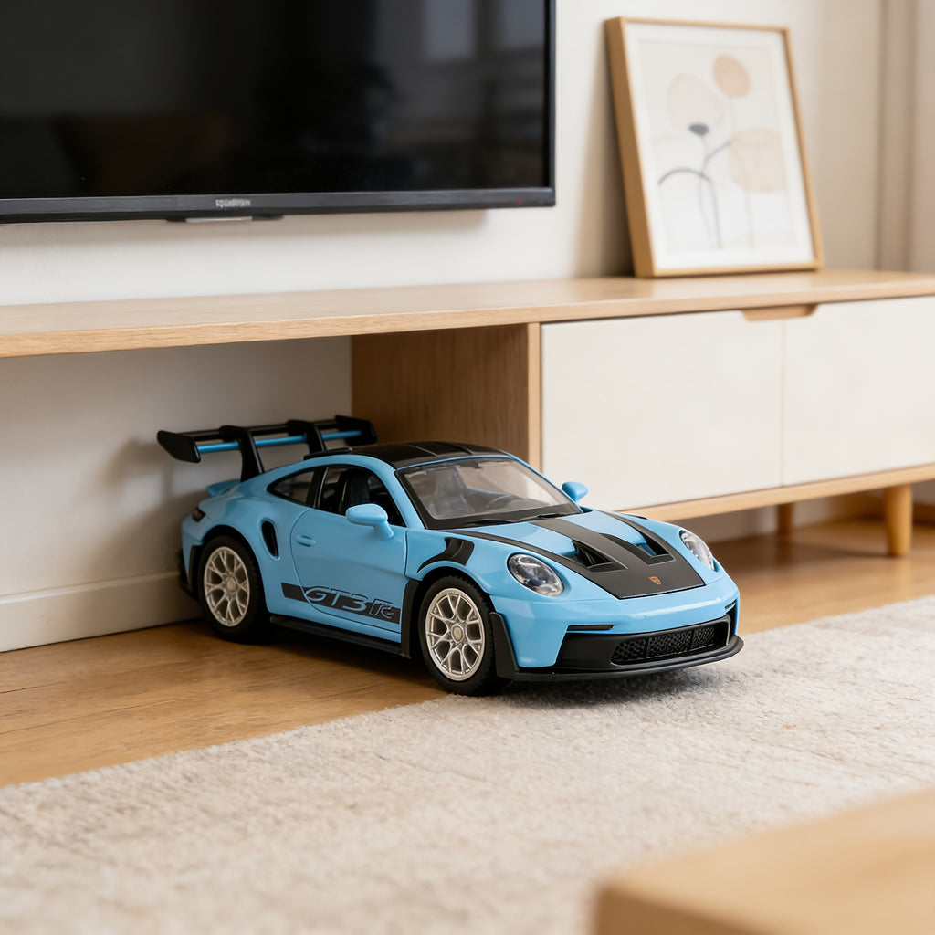 Die-Cast Porsche 911 Model Car – High-Detail Zinc Alloy Collectible Display Piece for Adults, Home & Office Decor, Car Lover Birthday Christmas Gift, Blue White Green Grey