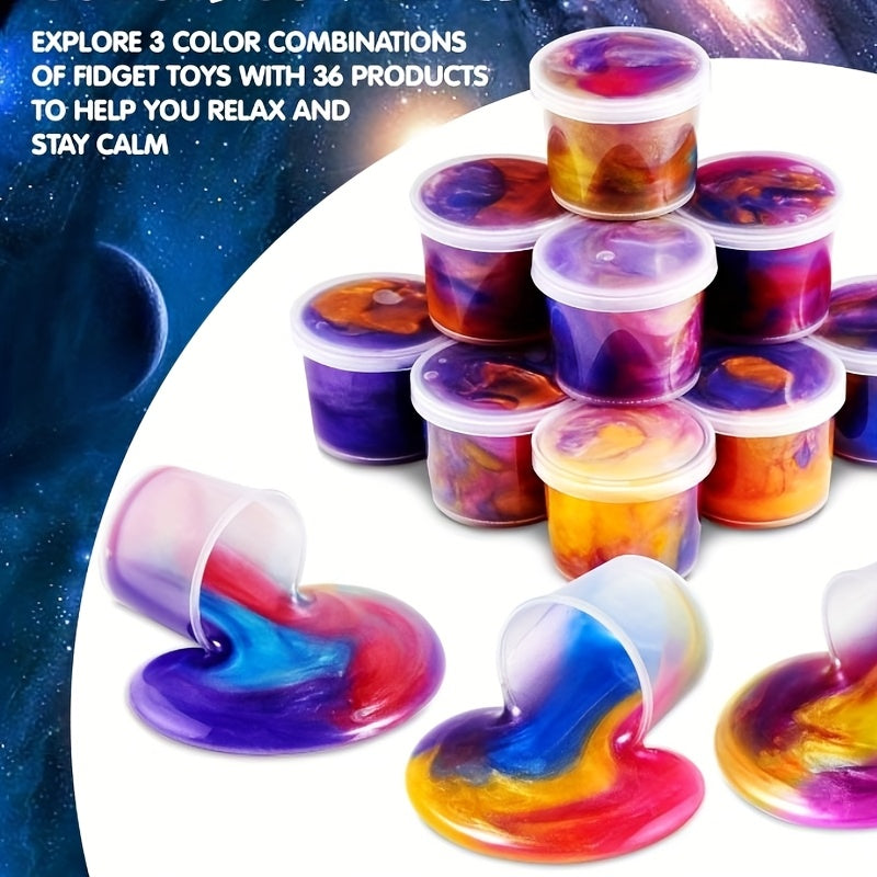 Galaxy Slime Party Favors 36 & 50 Pack – Bulk Stretchy Non-Sticky Slime Cups for Kids, Classroom Rewards, Goodie Bag Stuffers & Holiday Gifts