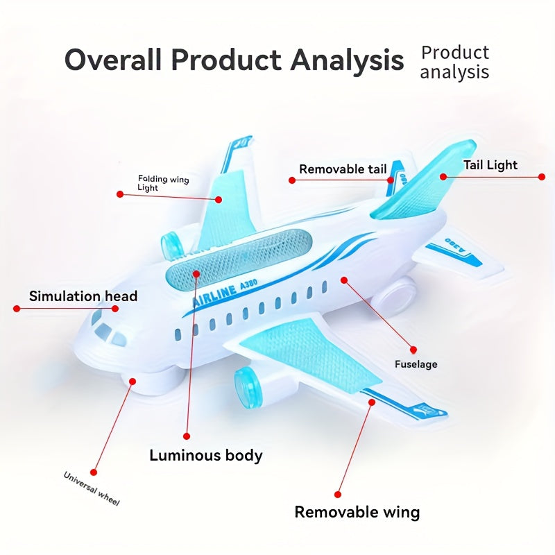 Interactive LED Light & Sound Electric Airplane Toy for Kids Ages 3+ – Battery-Powered Aircraft with Lights & Realistic Sounds, Christmas & Holiday Gift