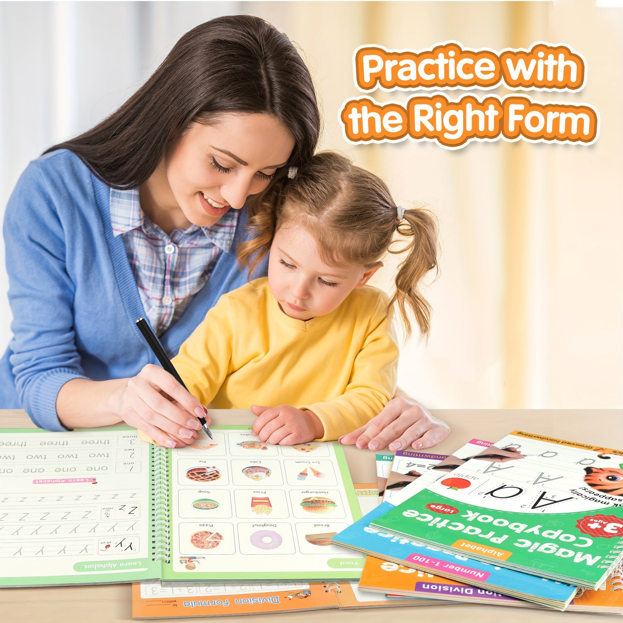 Magic Grooved Handwriting Practice Book for Kids Reusable Tracing Workbook Letters Numbers Drawing Ages 3-8 Kindergarten Preschool Learning Gift