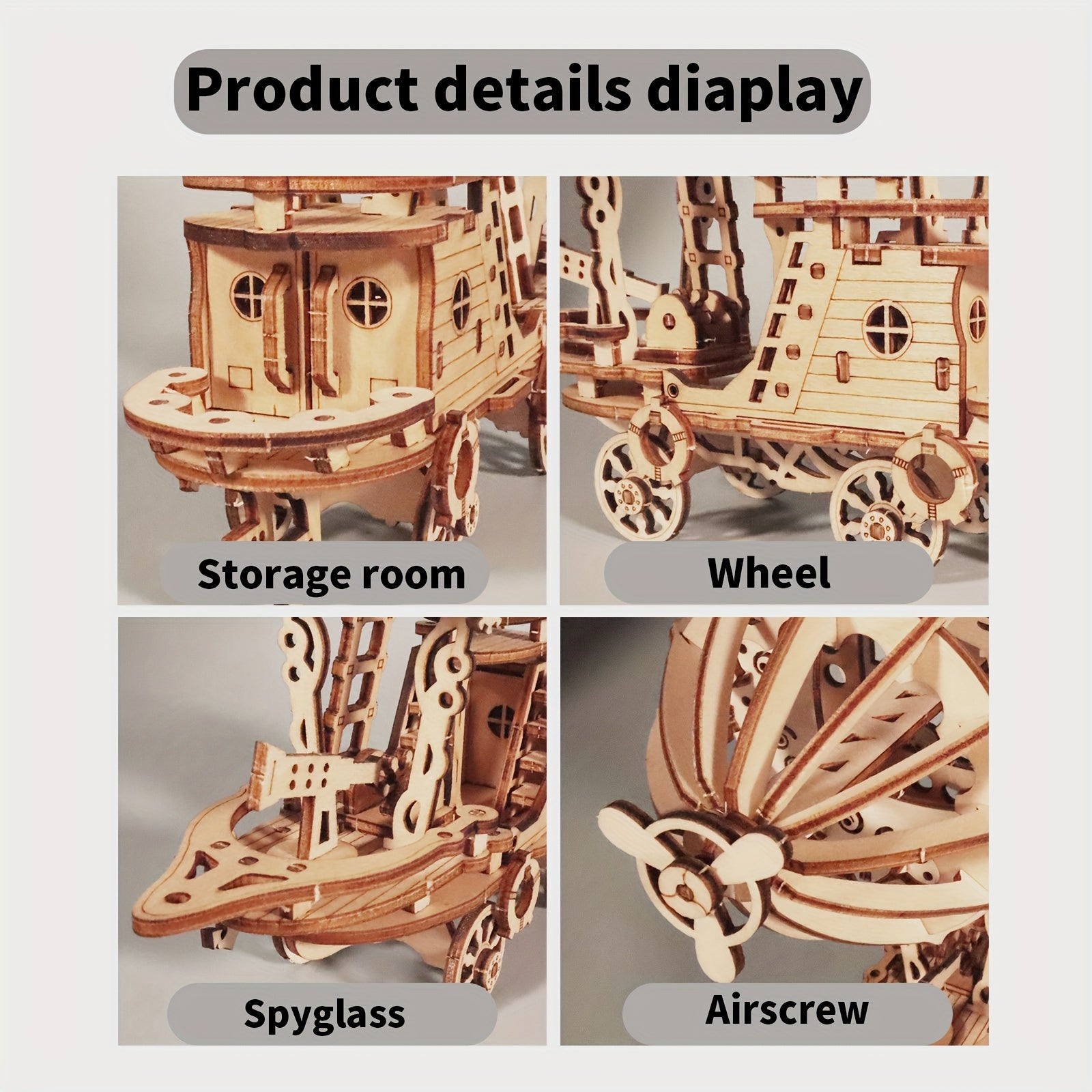 3D Wooden Puzzle Bi-Plane Model Kit – DIY Wood Craft Biplane Building Set, Handmade Gift for Kids Teens Adults, Christmas Birthday Gift