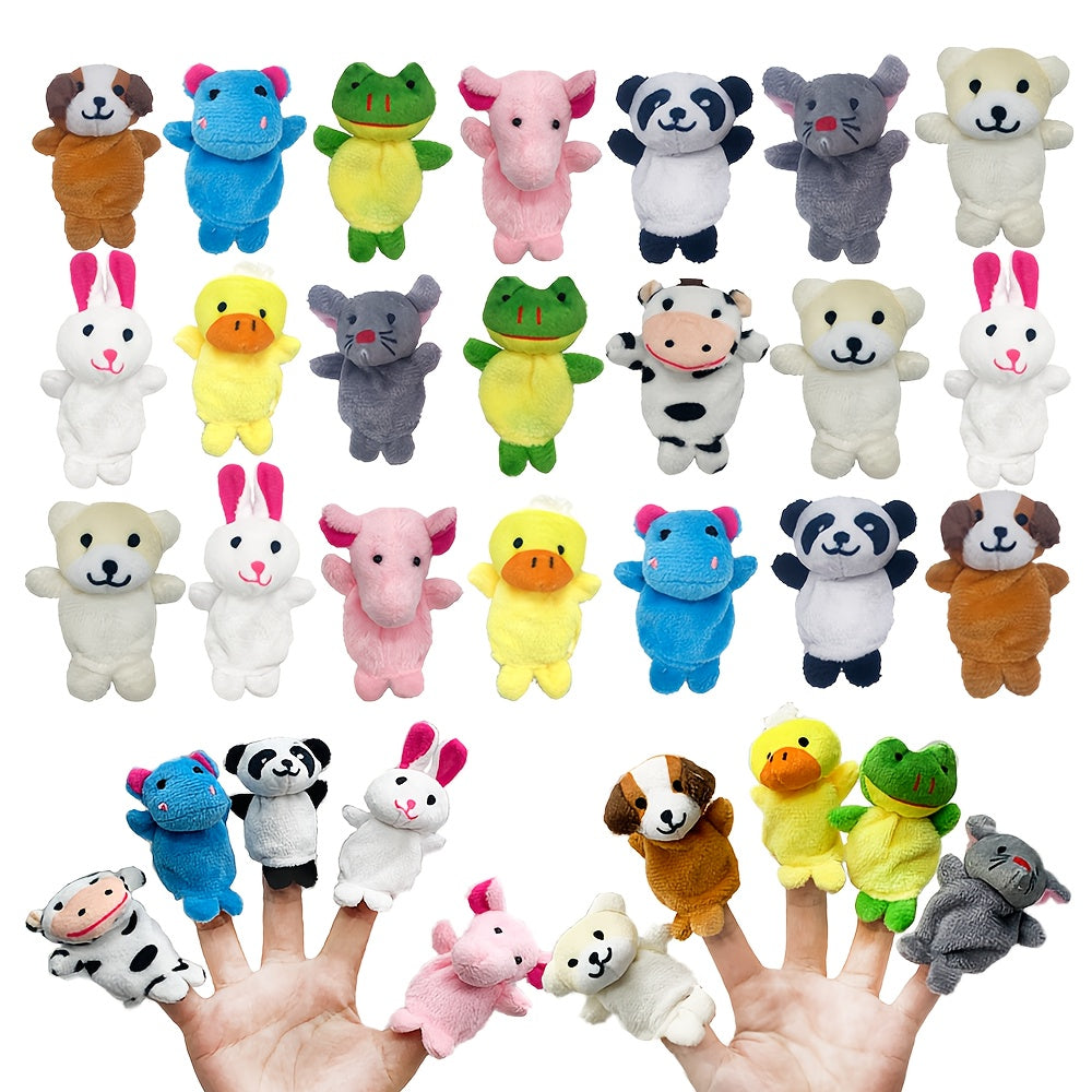 Animal Finger Puppets Set 20pcs Soft Plush Mini Puppets for Kids Toddlers - Elephant Cow Chicken Horse Dog Figures for Puppet Shows Party Favors Classroom