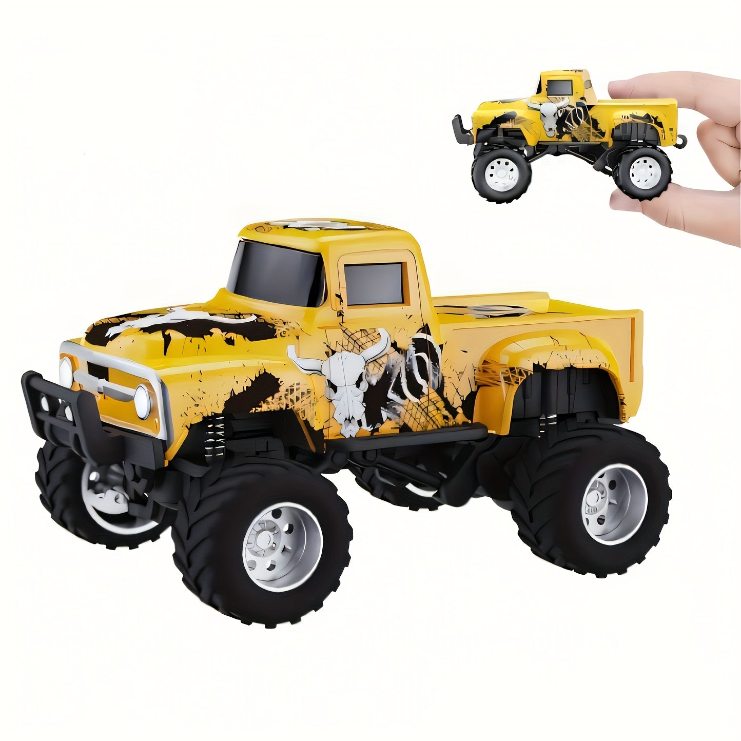 1:64 Scale Die-Cast RC Monster Truck 2.4GHz High-Speed Off-Road Vehicle LED Headlights Multiple Control Modes Adjustable Speed Gift for Boys Girls