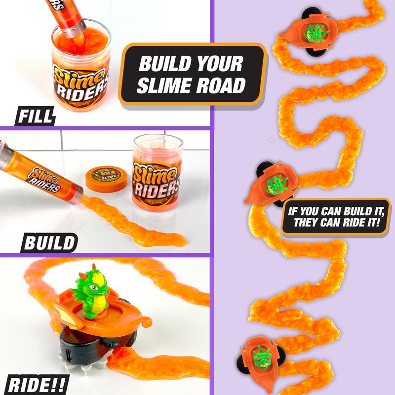 Slime Race Track Builder with Rechargeable Motorized Car, Slime Riders DIY Racing Toy for Creative Kids, Birthday and Holiday Gifts